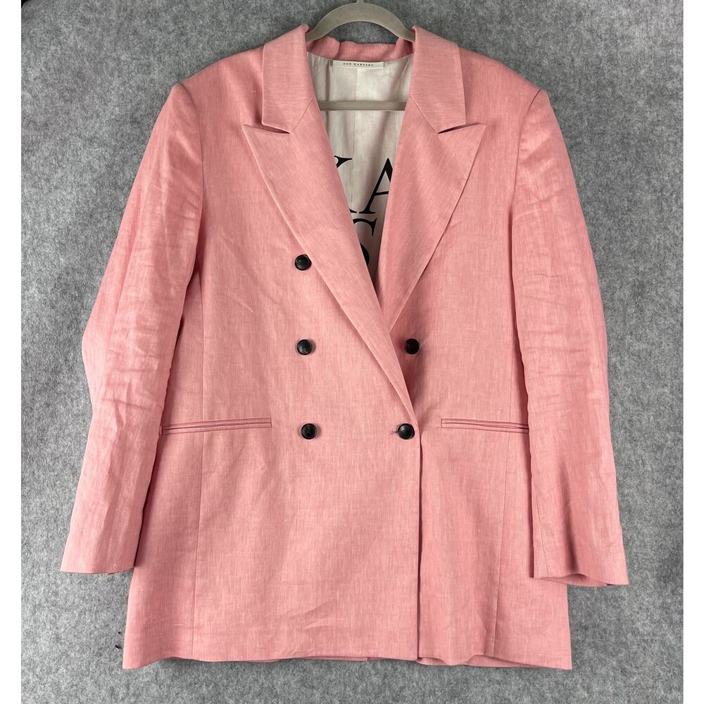 Zoe Karssen Mae Oversized Blazer Womens‎ XL Pink Linen Blend Double Breasted